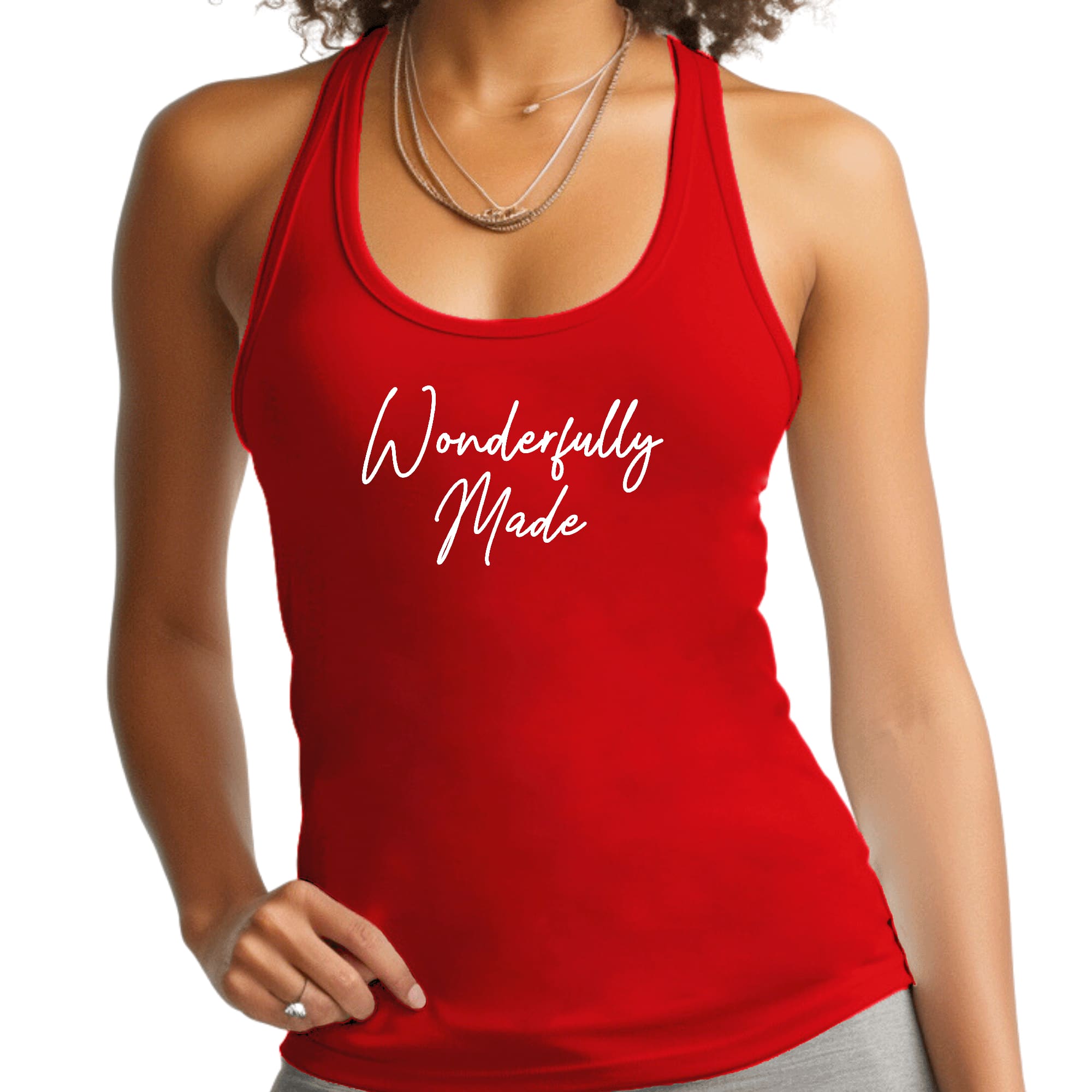 Womens Fitness Tank Top Graphic T-shirt Wonderfully Made
