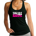 Womens Fitness Tank Top Graphic T-shirt you are Beautiful Pink White