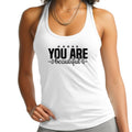 Womens Fitness Tank Top Graphic T-shirt - you are Beautiful -