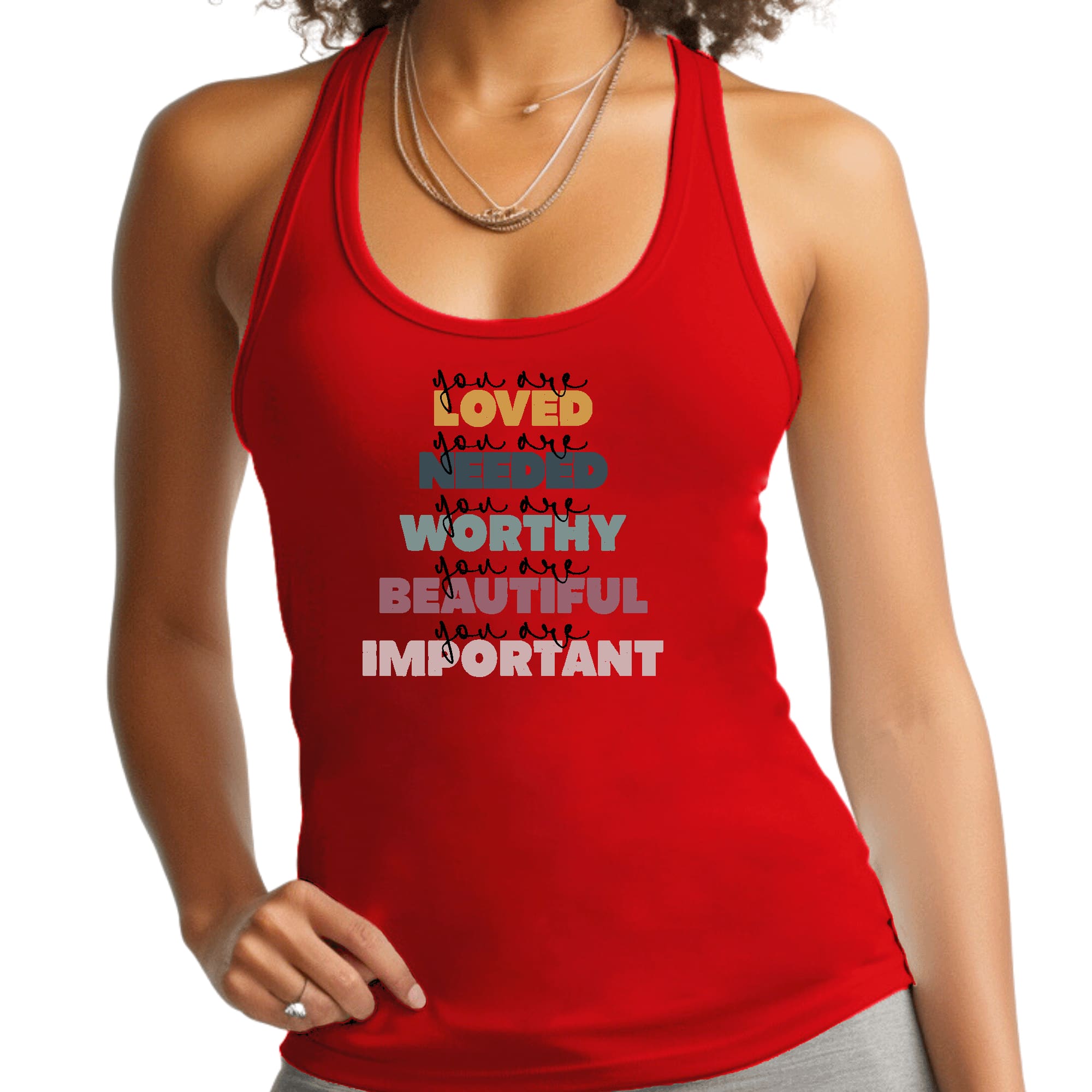 Womens Fitness Tank Top Graphic T-shirt - you are Loved Inspiration