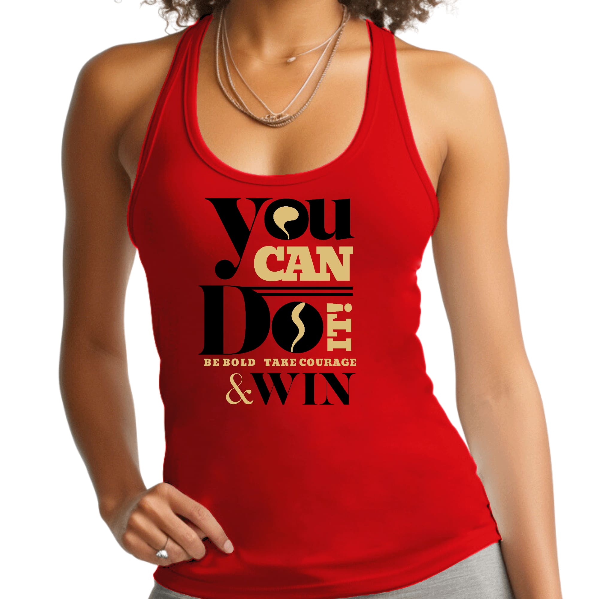Womens Fitness Tank Top Graphic T-shirt - you can do it be Bold Take