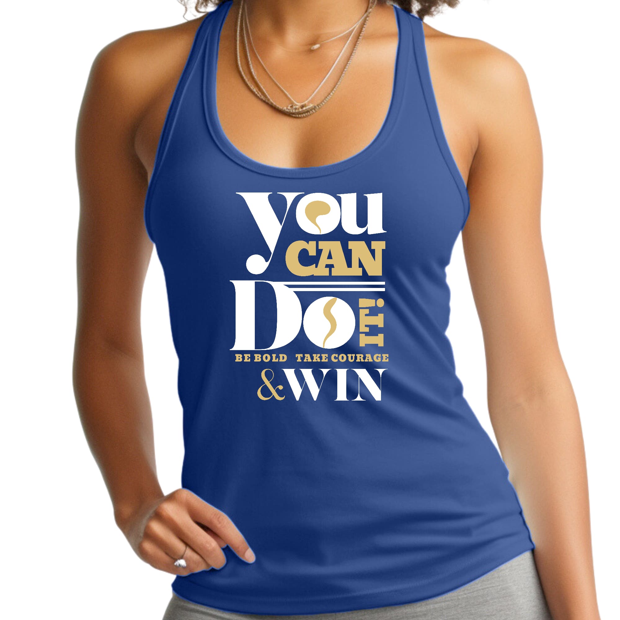 Womens Fitness Tank Top Graphic T-shirt you can do it - be Bold Take