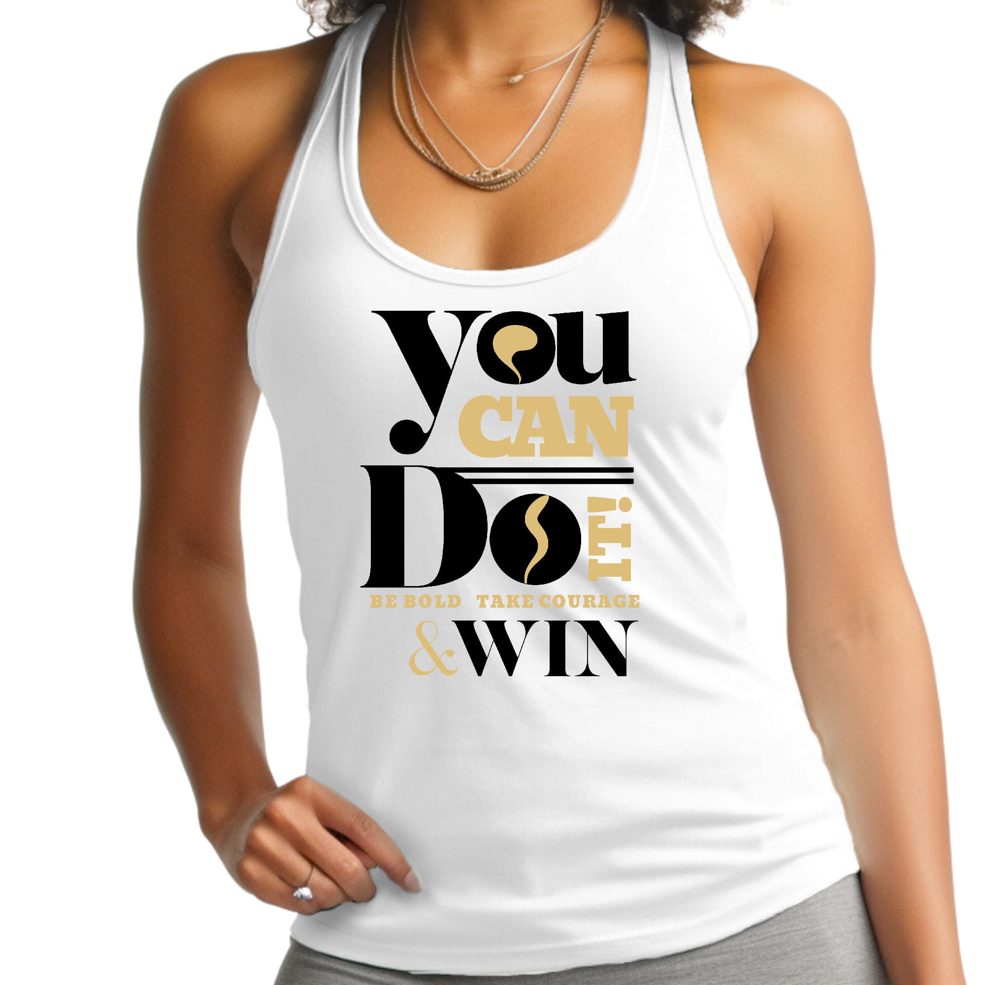 Womens Fitness Tank Top Graphic T-shirt - you can do it be Bold Take