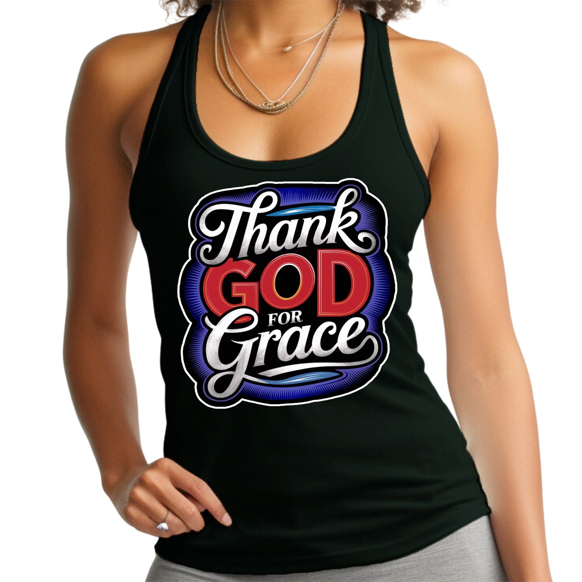 Womens Tank Top Shirt - Thank God for Grace