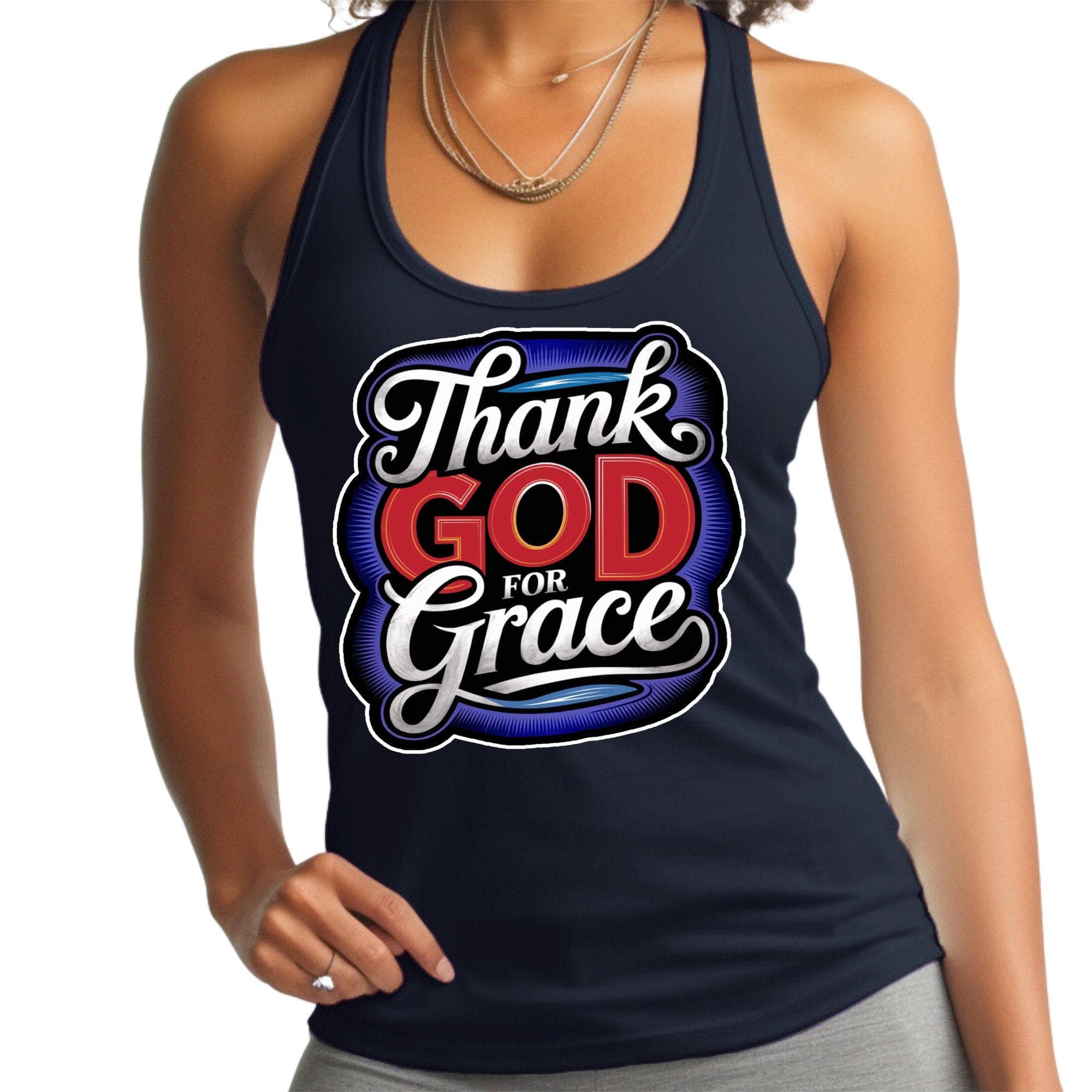 Womens Tank Top Shirt - Thank God for Grace