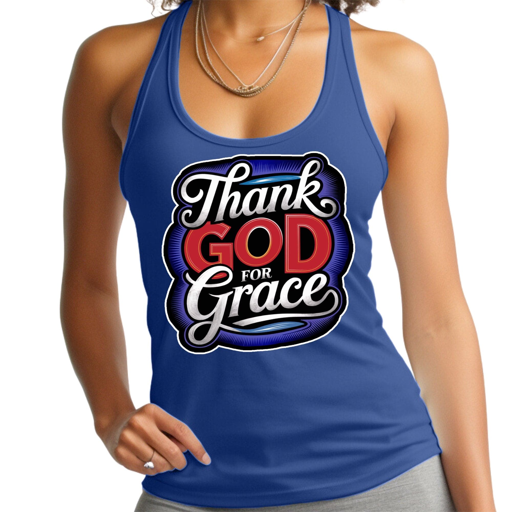 Womens Tank Top Shirt - Thank God for Grace